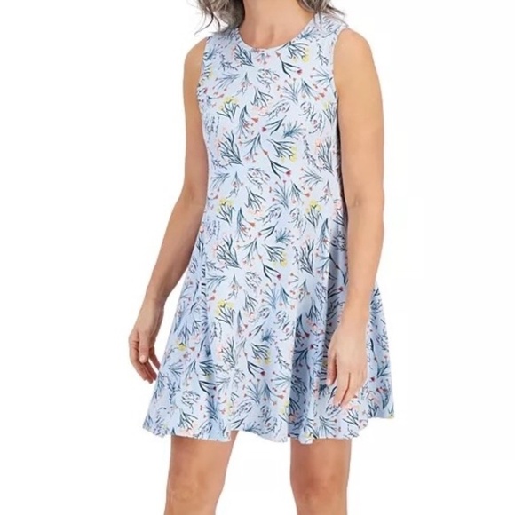 Style & Co. Shannon Floral Flip Flop Dress, Light Blue, Petite Small, NWT - Picture 1 of 9